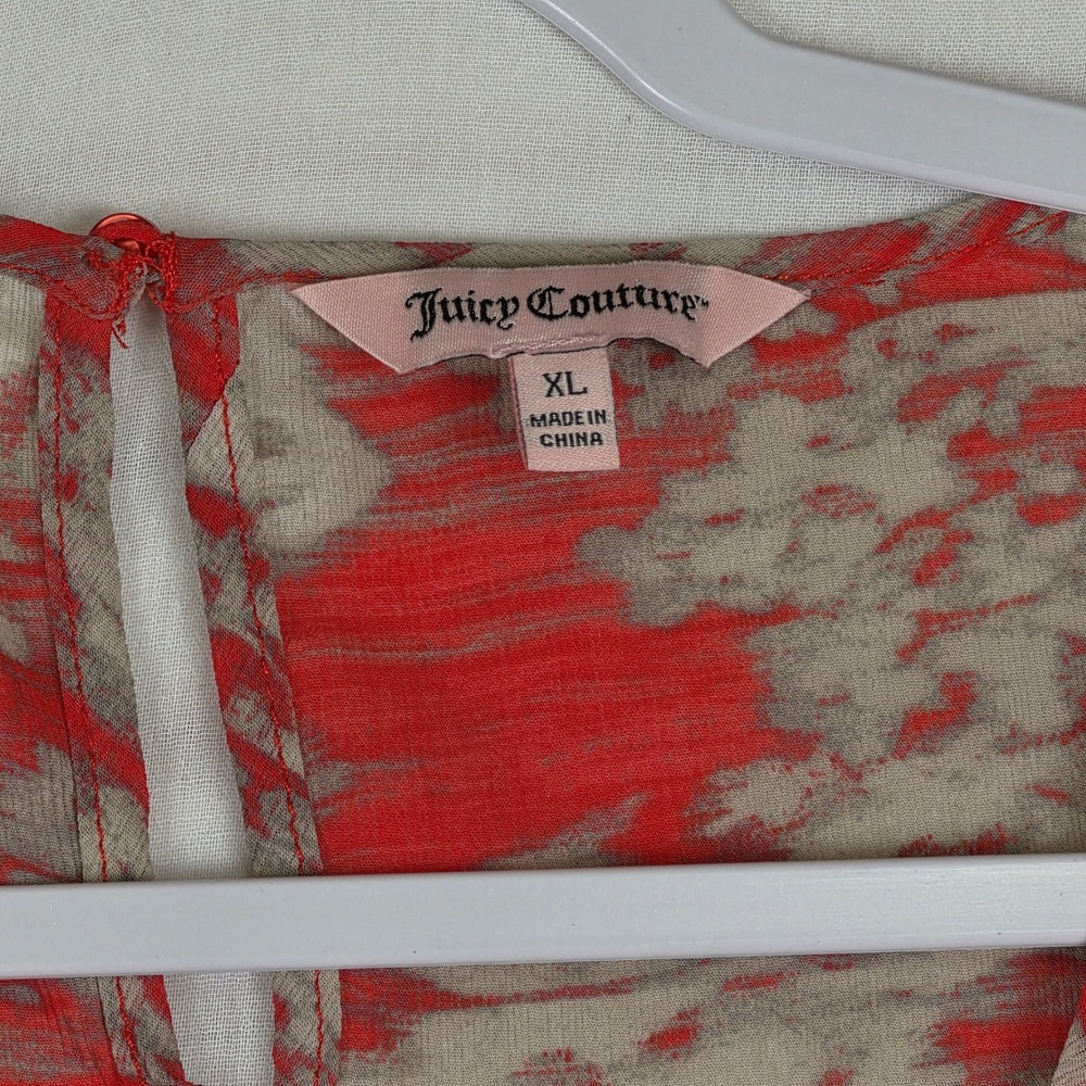 Juicy Couture Tank Top Womens XL Red Floral Rhinestone Y2K Cottagecore Boho - Picture 2 of 8